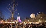 People gather at Republique square to protest against anti-Semitism, in Paris, France, February 19, 2019.  (AP Photo/Thibault Camus)