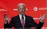 Former vice president Joe Biden speaks during the US Conference of Mayors Annual Winter Meeting in Washington on January 24, 2019.  (AP/Jose Luis Magana)