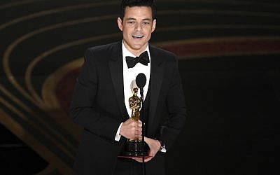 Rami Malek accepts the award for best performance by an actor in a leading role for "Bohemian Rhapsody" at the Oscars on February 24, 2019, at the Dolby Theatre in Los Angeles. (Photo by Chris Pizzello/Invision/AP)