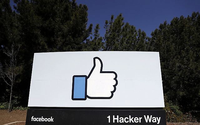The Facebook logo at the company's headquarters in Menlo Park, California, March 28, 2018. (Marcio Jose Sanchez/AP) The Facebook logo at the company's headquarters in Menlo Park, California, March 28, 2018. (Marcio Jose Sanchez/AP)