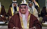 Bahraini Foreign Minister Khalid bin Ahmed al-Khalifa attends the Arab Economic and Social Development Summit, in Beirut, Lebanon, January 20, 2019. (AP Photo/Bilal Hussein)
