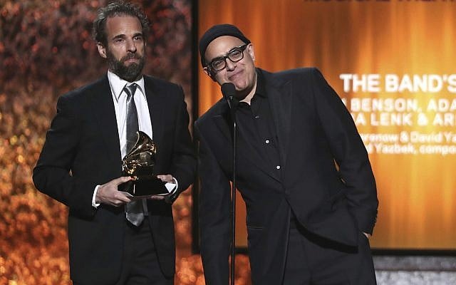 Dean Sharenow, left, and David Yazbek accept the award for best musical theater album for 'The Band's Visit' at the 61st annual Grammy Awards on Sunday, February 10, 2019, in Los Angeles. (Matt Sayles/Invision/AP) Dean Sharenow, left, and David Yazbek accept the award for best musical theater album for 'The Band's Visit' at the 61st annual Grammy Awards on Sunday, February 10, 2019, in Los Angeles. (Matt Sayles/Invision/AP)