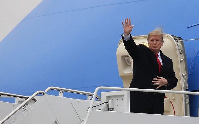 US President Donald Trump boards Air Force One as he leaves Andrews Air Force Base, Maryland, Feb. 11, 2019, for a trip to El Paso, Texas (AP Photo/Manuel Balce Ceneta) US President Donald Trump boards Air Force One as he leaves Andrews Air Force Base, Maryland, Feb. 11, 2019, for a trip to El Paso, Texas (AP Photo/Manuel Balce Ceneta)