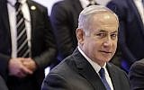 Prime Minister Benjamin Netanyahu at a conference on Peace and Security in the Middle East in Warsaw, Poland, Thursday, Feb. 14, 2019 (AP Photo/Michael Sohn)