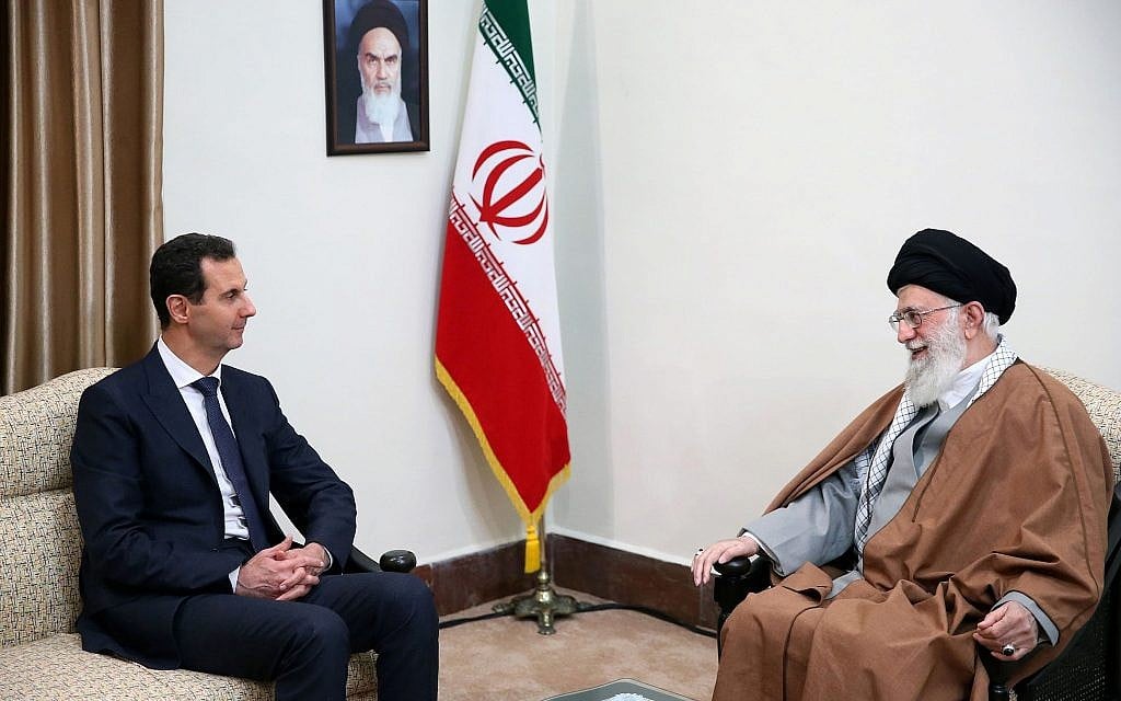 In this picture released by an official website of the office of the Iranian supreme leader, Supreme Leader Ayatollah Ali Khamenei, right, speaks with Syrian President Bashar Assad in Tehran, Iran, February 25, 2019. (Office of the Iranian Supreme Leader via AP) In this picture released by an official website of the office of the Iranian supreme leader, Supreme Leader Ayatollah Ali Khamenei, right, speaks with Syrian President Bashar Assad in Tehran, Iran, February 25, 2019. (Office of the Iranian Supreme Leader via AP)