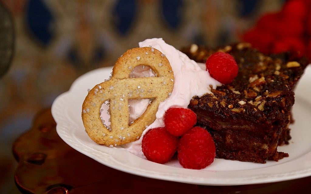 Chocolate raspberry pretzel bread pudding by Marilynn and Sheila Brass. (Courtesy)