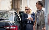 Sara Netanyahu, wife of Prime Minister Benjamin Netanyahu, arrives at the Jerusalem Magistrate's Court for the start of her trial on October 7, 2018. (Yonatan Sindel/ Flash90/ File)