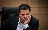 Joint (Arab) List  leader Ayman Odeh attends a Knesset session in Jerusalem, January 1, 2019. (Yonatan Sindel/Flash90)