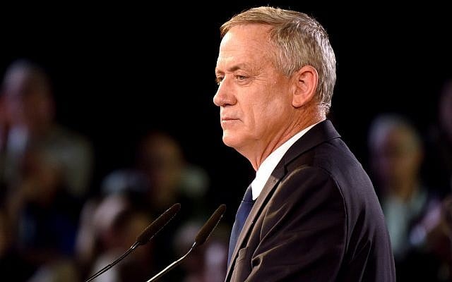 Benny Gantz, head of the Israel Resilience party, speaks at an event to open his election campaign in Tel Aviv on January 29, 2019. (Gili Yaari/Flash90) Benny Gantz, head of the Israel Resilience party, speaks at an event to open his election campaign in Tel Aviv on January 29, 2019. (Gili Yaari/Flash90)