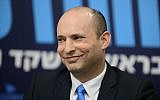 Education Minister Naftali Bennett at a press conference in Tel Aviv, February 7, 2019. (Tomer Neuberg/Flash90)