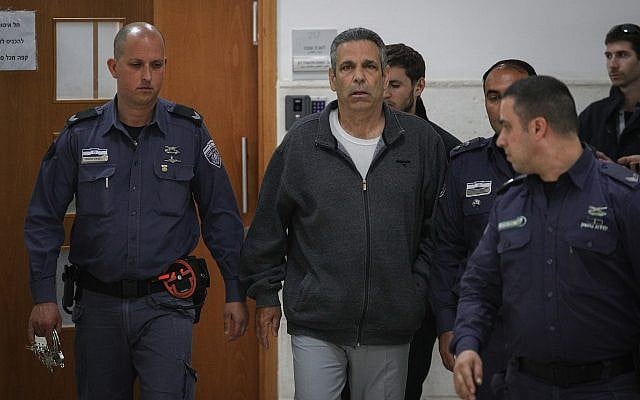 Former energy minister Gonen Segev seen at the Jerusalem District Court for sentencing in an Iran spying case, February 26, 2019. (Yonatan Sindel/Flash90)