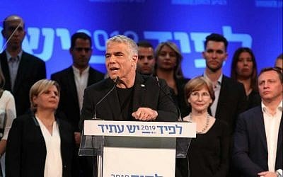 Yesh Atid party leader unveils his Yesh Atid party's slate ahead of April's national elections on February 18, 2019 (Adrian Sebal)
