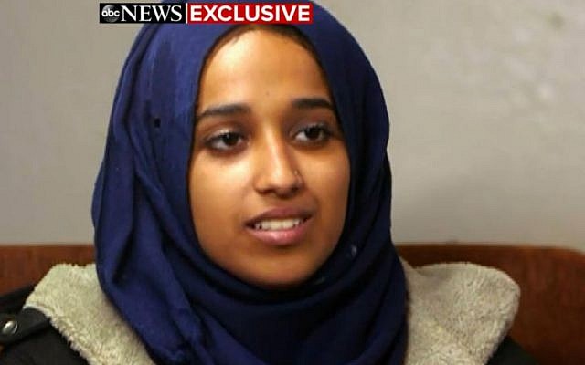 Hoda Muthana, a US-born former Islamic State propagandist, who is being barred from returning to the US (Screen capture/ABC News) Hoda Muthana, a US-born former Islamic State propagandist, who is being barred from returning to the US (Screen capture/ABC News)
