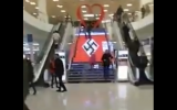 A large swastika is seen on the Ukrainian capital of Kiev's Horodok mall on February 16, 2019. (Screen capture: Twitter)