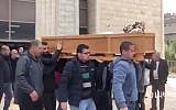 Mourners carry the coffin of Siwar Keblawi during her funeral in the northern city of Umm al-Fahm on February 9, 2018. (Screen capture: Twitter)