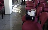 Congregation Natan Ya's sanctuary in Netanya, which was flooded by vandals on January 26, 2019. (Courtesy)