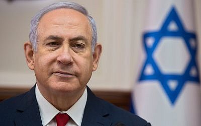 Prime Minister Benjamin Netanyahu chairs the weekly cabinet meeting at the Prime Minister's office in Jerusalem, February 17, 2019. (AP Photo/Sebastian Scheiner, Pool)