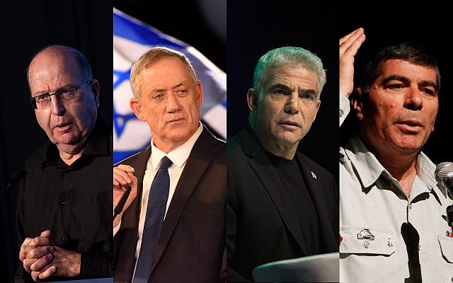 From left to right: Moshe Ya'alon, Benny Gantz, Yair Lapid, Gabi Ashkenazi. (Flash90) From left to right: Moshe Ya'alon, Benny Gantz, Yair Lapid, Gabi Ashkenazi. (Flash90)