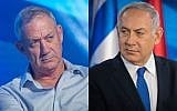 Former IDF chief of staff Benny Gantz, left, and Prime Minister Benjamin Netanyahu, right. (Flash90)