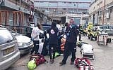 First responders at the scene of a shooting in Holon, February 14, 2019. (MDA)