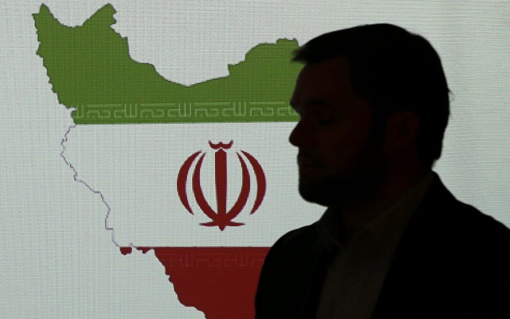 Illustrative: A cybersecurity expert stands in front of a map of Iran as he speaks to journalists about the techniques of Iranian hacking, on September 20, 2017, in Dubai, United Arab Emirates. (AP/Kamran Jebreili) Illustrative: A cybersecurity expert stands in front of a map of Iran as he speaks to journalists about the techniques of Iranian hacking, on September 20, 2017, in Dubai, United Arab Emirates. (AP/Kamran Jebreili)