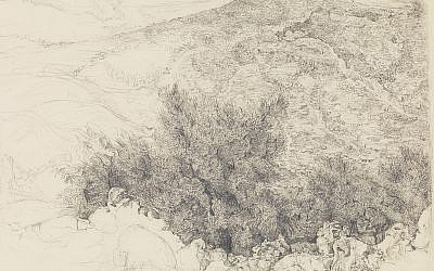 One of painter Anna Ticho's works, 'On the Way to Mar Elias,' currently exhibited in 'Lifescapes' at Ticho House until March 8, 2019 (Courtesy Israel Museum)