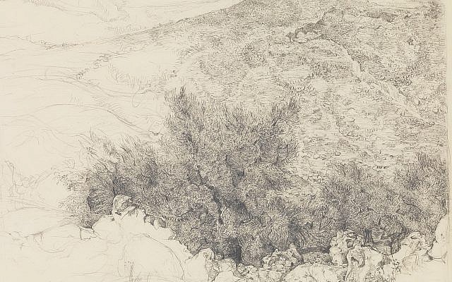 One of painter Anna Ticho's works, 'On the Way to Mar Elias,' currently exhibited in 'Lifescapes' at Ticho House until March 8, 2019 (Courtesy Israel Museum) One of painter Anna Ticho's works, 'On the Way to Mar Elias,' currently exhibited in 'Lifescapes' at Ticho House until March 8, 2019 (Courtesy Israel Museum)