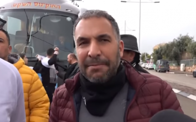 Tiberias mayor Ron Kobi speaks in front of the new line of Saturday public transportation in the northern city on February 9, 2019. (Screen capture/YouTube) Tiberias mayor Ron Kobi speaks in front of the new line of Saturday public transportation in the northern city on February 9, 2019. (Screen capture/YouTube)