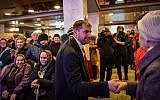 Ilan Shor meets with supporters during a campaign event in the city of Comrat on February 15, 2019. (Daniel Mihailescu/AFP)