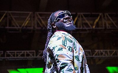 T-Pain onstage at Forecastle Music Festival in Louisville, Kentucky, July 14, 2018. (Amy Harris/Invision/AP)