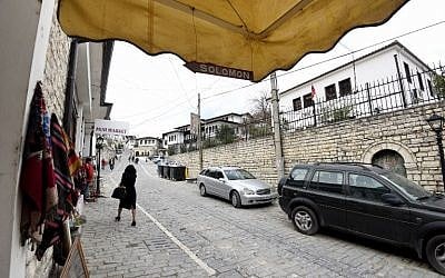 A picture taken on February 6, 2019 shows the entrance of the Solomon Jewish history museum in the Albanian city of Berat. (Gent Shkullaku/AFP)