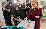 Kaja Kallas, leader of the Reform Party casts her ballot in a polling station during Estonia's general election in Tallin, on March 3, 2019. (Raigo PAJULA / AFP)