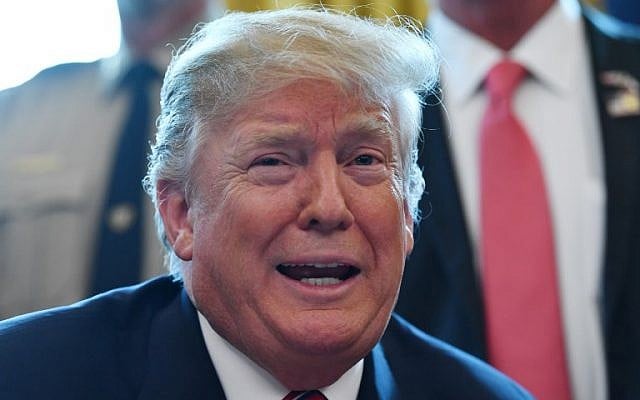 US President Donald Trump speaks on border security from the Oval Office of the White House in Washington, March 15, 2019. (Nicholas Kamm/AFP) US President Donald Trump speaks on border security from the Oval Office of the White House in Washington, March 15, 2019. (Nicholas Kamm/AFP)