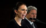 New Zealand Prime Minister Jacinda Ardern (L) and Deputy Prime Minister Winston Peters speak to the media at Parliament in Wellington on March 18, 2019.(David Lintott / AFP)