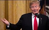 US President Donald Trump speaks before signing an executive order to protect free speech on college campuses during a ceremony in the East Room of the White House in Washington, DC, March 21, 2019. (SAUL LOEB / AFP)