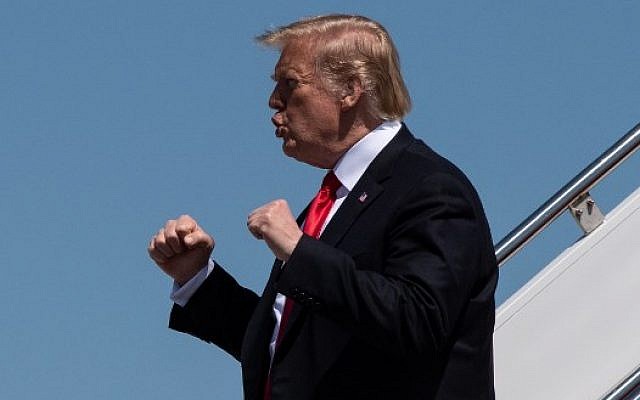 US President Donald Trump arrives at Palm Beach International Airport in Florida on March 22, 2019. (Nicholas Kamm/AFP) US President Donald Trump arrives at Palm Beach International Airport in Florida on March 22, 2019. (Nicholas Kamm/AFP)
