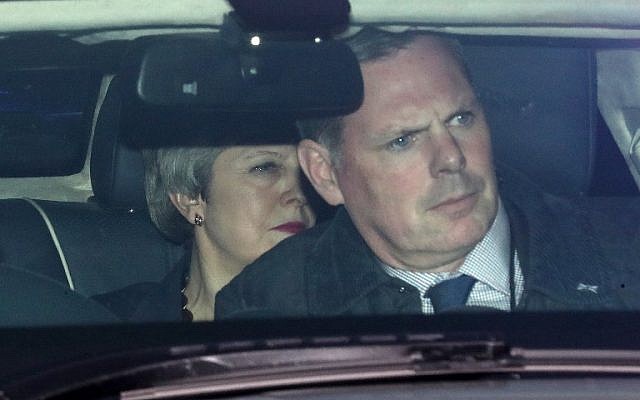 Britain's Prime Minister Theresa May (left) leaves the Houses of Parliament in London, March 27, 2019. (Daniel Leal-Olivas/AFP) Britain's Prime Minister Theresa May (left) leaves the Houses of Parliament in London, March 27, 2019. (Daniel Leal-Olivas/AFP)