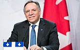 In this file photo taken on December 7, 2018 Premier of Quebec François Legault looks on as prime ministers of the Canadian provinces gather for a meeting set-up by Canada prime minister Justin Trudeau in Montreal, at the Marriott Chateau Champlain. (MARTIN OUELLET-DIOTTE / AFP)