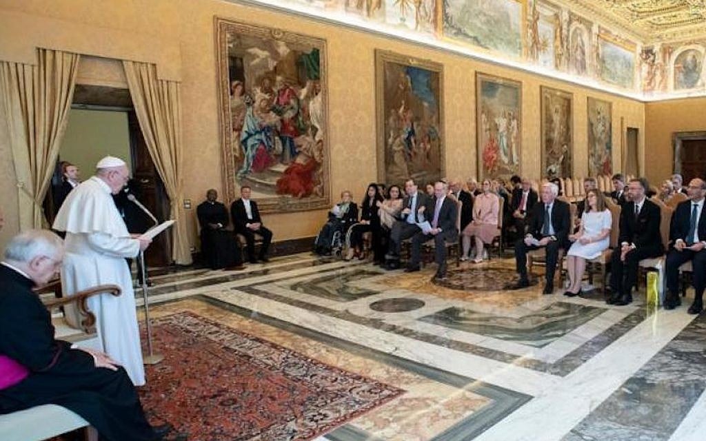 Pope Francis meets with a delegation from the American Jewish Committee at the Vatican on International Women's Day, March 8, 2019. (Vatican Media) Pope Francis meets with a delegation from the American Jewish Committee at the Vatican on International Women's Day, March 8, 2019. (Vatican Media)