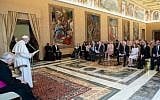 Pope Francis meets with a delegation from the American Jewish Committee at the Vatican on International Women's Day, March 8, 2019. (Vatican Media)