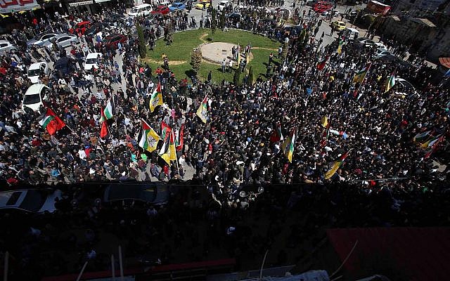Over a thousand Palestinians participate in a funeral procession in Nablus on March 20, 2019. (Wafa) Over a thousand Palestinians participate in a funeral procession in Nablus on March 20, 2019. (Wafa)