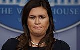 White House press secretary Sarah Sanders listens to a question during a press briefing at the White House, March 11, 2019, in Washington, DC. (AP Photo/ Evan Vucci)