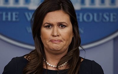 White House press secretary Sarah Sanders listens to a question during a press briefing at the White House, March 11, 2019, in Washington, DC. (AP Photo/ Evan Vucci)
