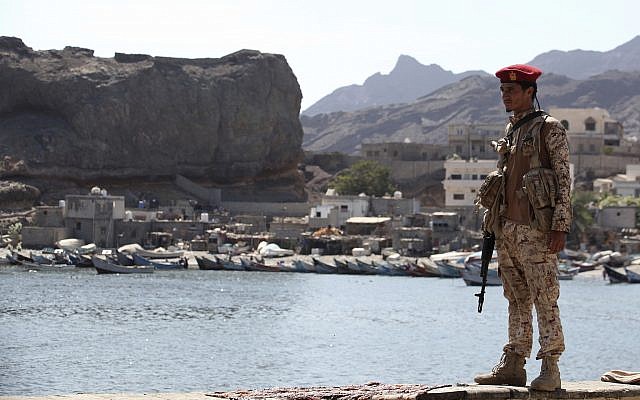 A soldier allied to Yemen's internationally recognized government stands guard at the fish market in Aden, Yemen, Thursday, Dec. 13, 2018 (AP Photo/Jon Gambrell) A soldier allied to Yemen's internationally recognized government stands guard at the fish market in Aden, Yemen, Thursday, Dec. 13, 2018 (AP Photo/Jon Gambrell)