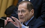 House Judiciary Committee Chairman Jerrold Nadler (Democrat-New York) gestures during questioning of acting Attorney General Matthew Whitaker on Capitol Hill in Washington, DC, on February 8, 2019. (AP Photo/J. Scott Applewhite)