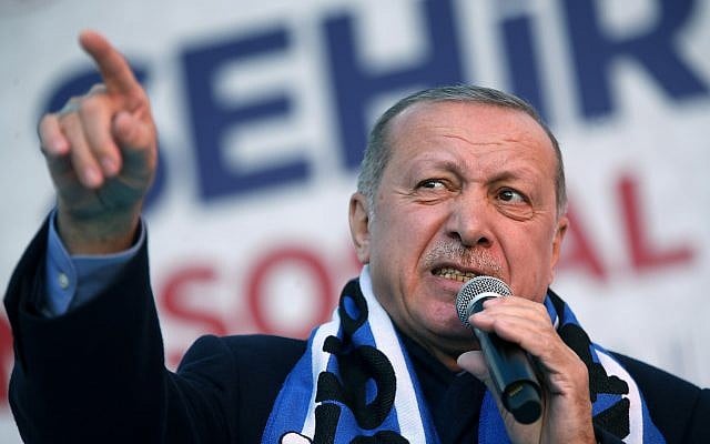 Turkey's President Recep Tayyip Erdogan delivers a speech at a rally of his ruling Justice and Development Party's (AKP) in Istanbul, March 5, 2019. (Lefteris Pitarakis/AP) Turkey's President Recep Tayyip Erdogan delivers a speech at a rally of his ruling Justice and Development Party's (AKP) in Istanbul, March 5, 2019. (Lefteris Pitarakis/AP)