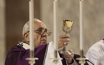 Pope Francis celebrates Mass at the Basilica of Saint Sabina in Rome Wednesday, March 6, 2019.  (AP Photo/Andrew Medichini)