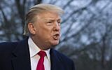 US President Donald Trump speaks with the media after stepping off Marine One on the South Lawn of the White House, March 24, 2019, in Washington. (AP Photo/Alex Brandon)