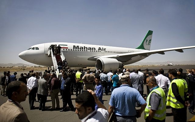 A Mahan Air jet seen in Sanaa, Yemen, on March 1, 2015. (AP Photo/Hani Mohammed, File) A Mahan Air jet seen in Sanaa, Yemen, on March 1, 2015. (AP Photo/Hani Mohammed, File)