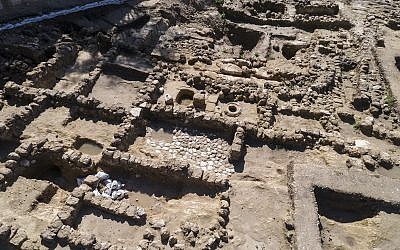 A large 7th century olive oil industrial area was discovered during salvage excavations at Tel Beit Shemesh. (Courtesy of the Israel Antiquities Authority, photograph: Tal Rogovsky)